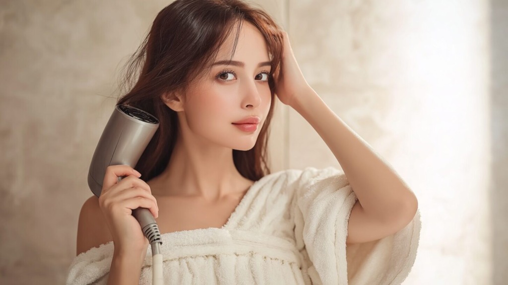 ドライヤー中の女性