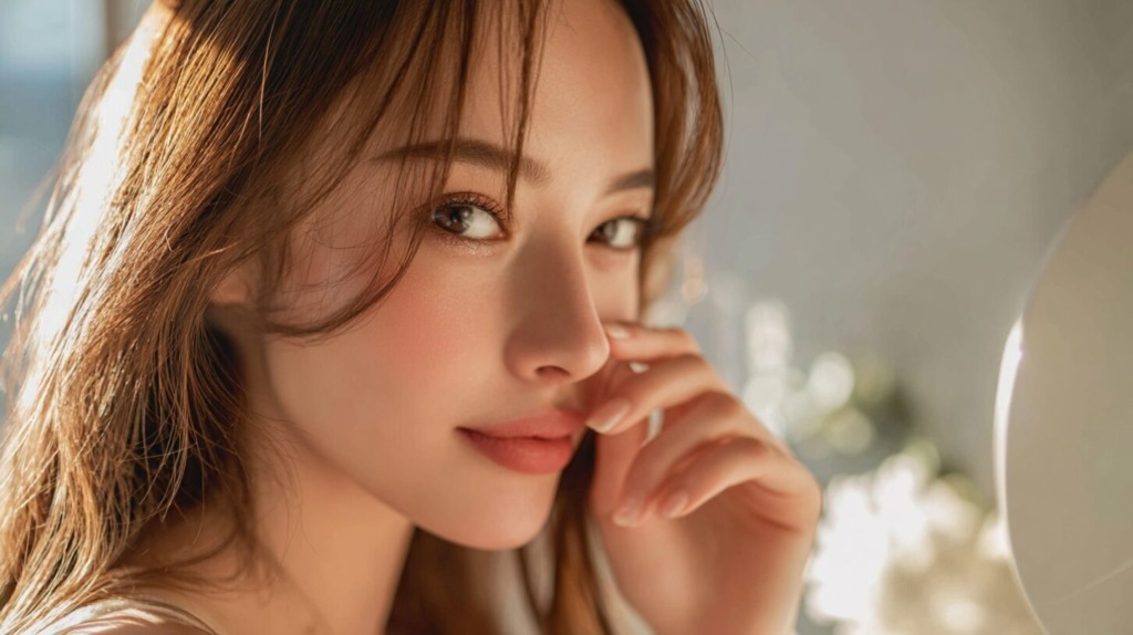 鼻にフォーカスした女性の画像