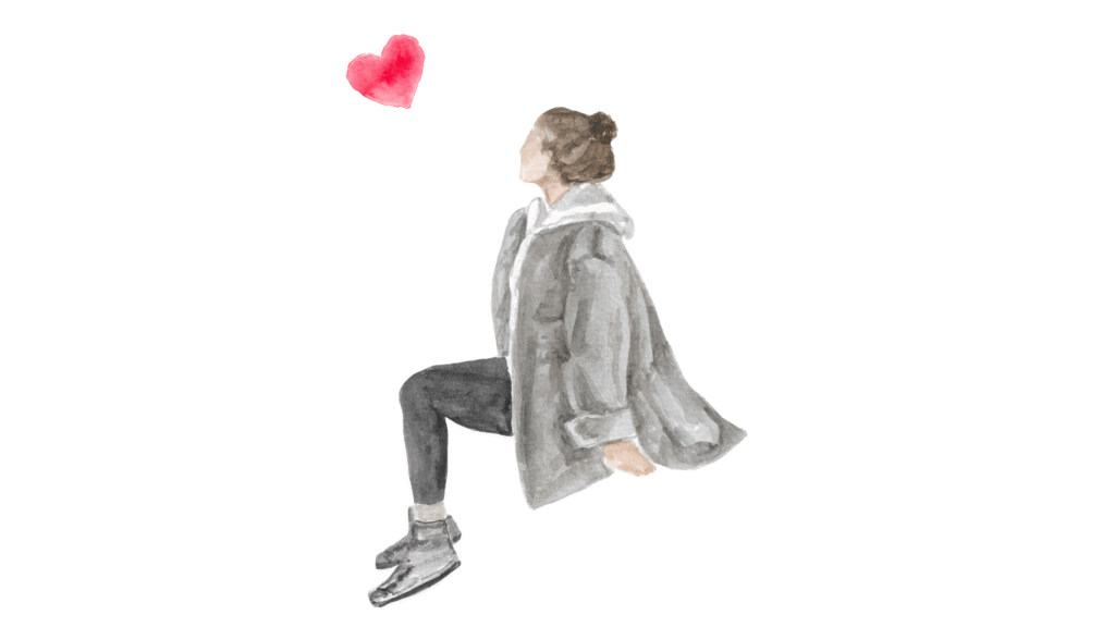 ハート付き女性イラストの画像