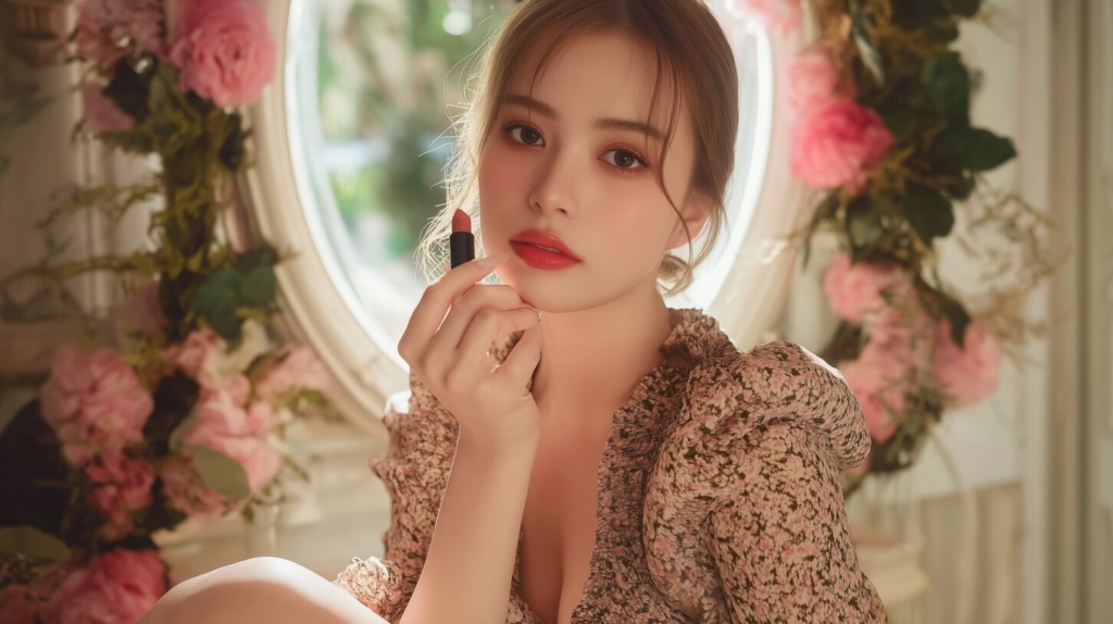 リップを持つ女性