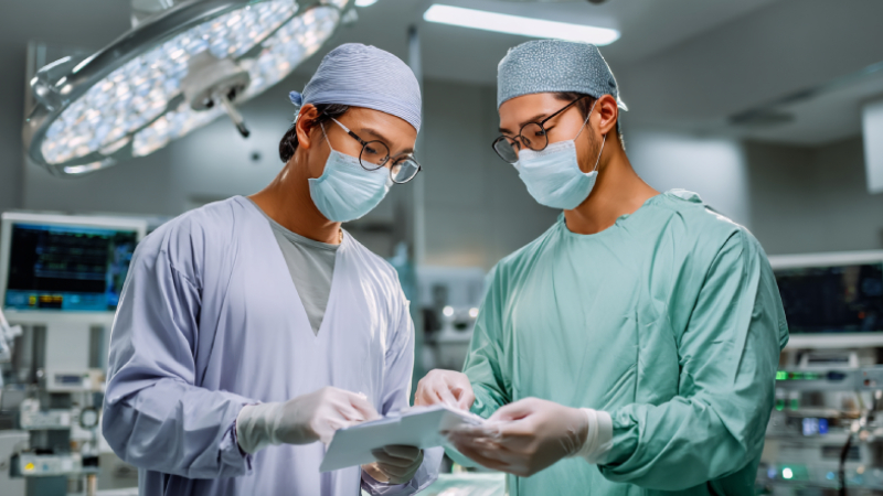 手術室にいる男性医師2人のイメージ画像