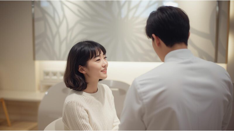 美容医療クリニックでカウンセリングを受ける女性