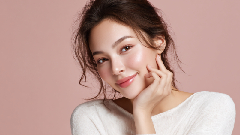 顔にハイライトがある女性