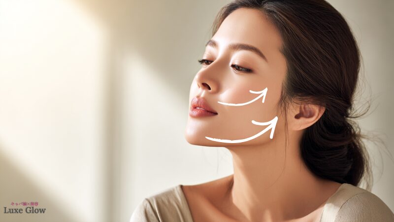 フェイスラインをフォーカスした女性の画像