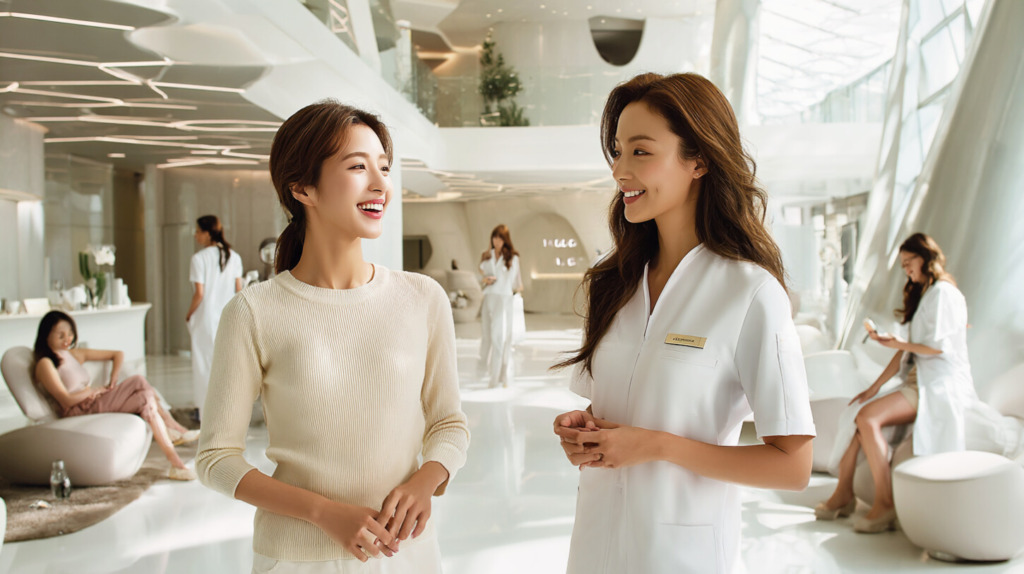 クリニックで話している女性2人の画像