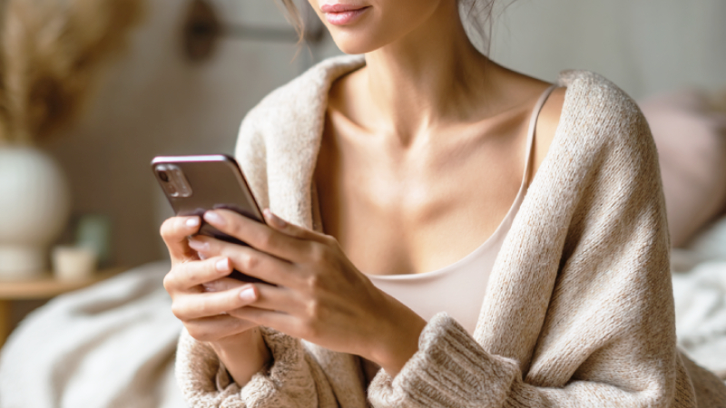 スマホを持っている女性の画像