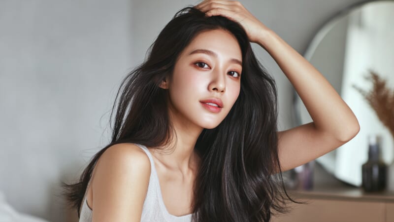 黒髪ロングヘアの女性
